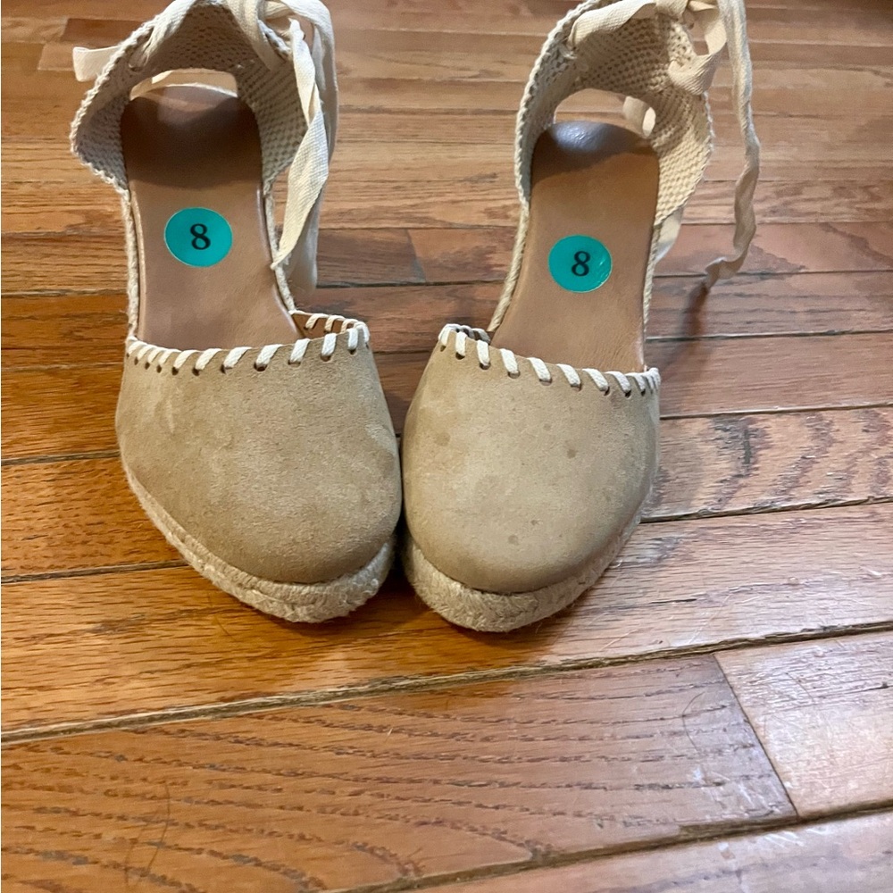 Women's Tan Espadrille Wedge Sandals